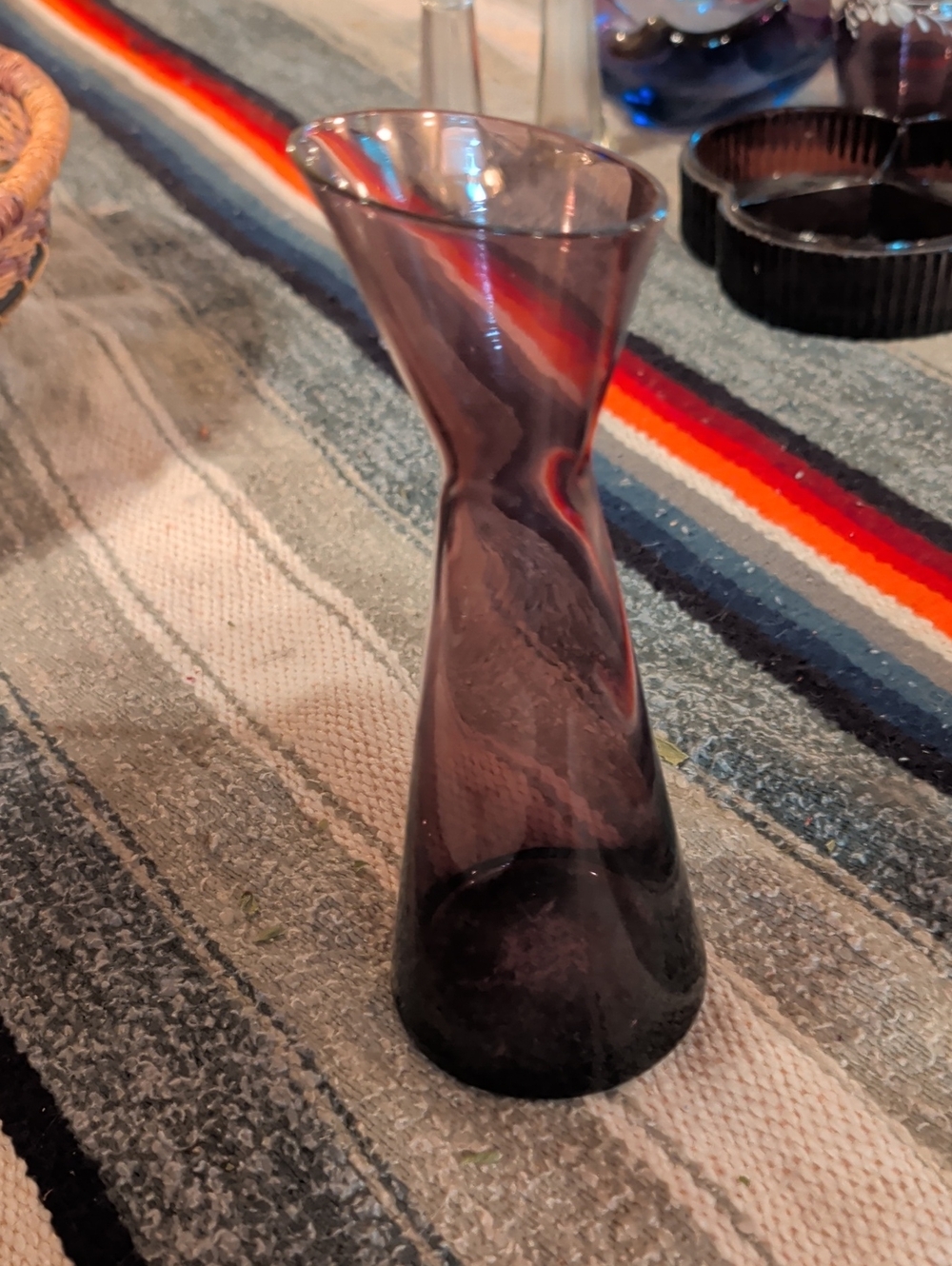 Smoky Purple Twisted Glass Vase - Elegant Home Accent